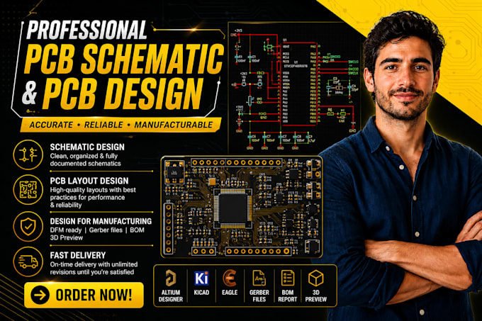 be your electronic engineer for complete pcb design, layout and firmware design