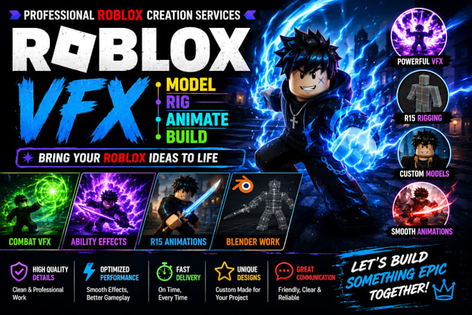 make custom roblox vfx and r15 animations