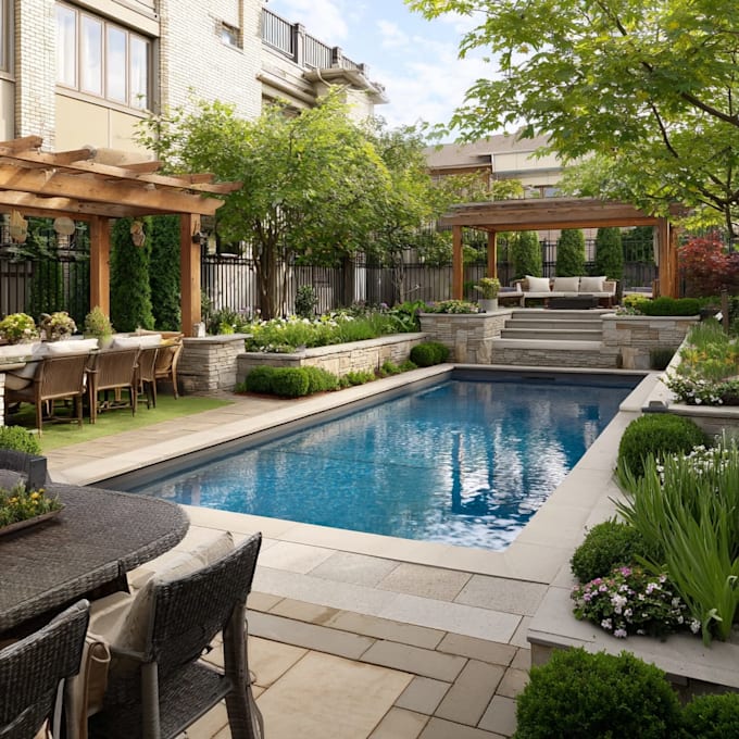 do backyard landscape design, pool, patio, garden as a landscape architect