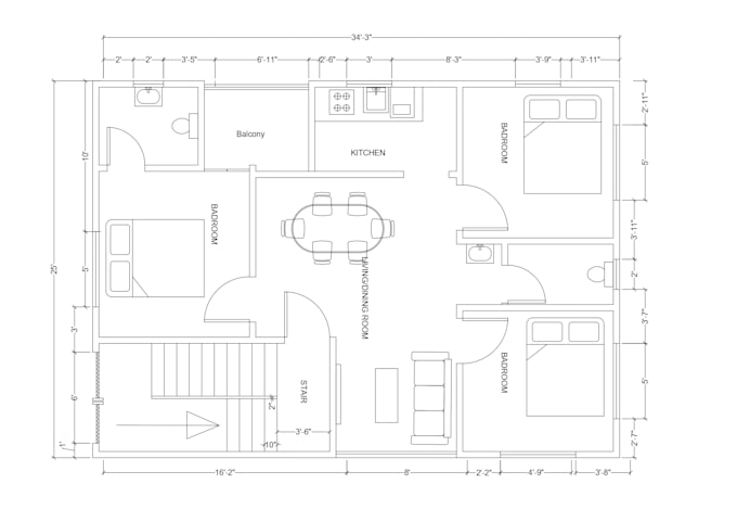 Draw professional architectural floor plans in autocad by Hasibul58 ...