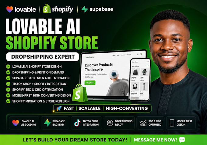 build lovable ai shopify store vibe coding supabase ecommerce dropshipping setup