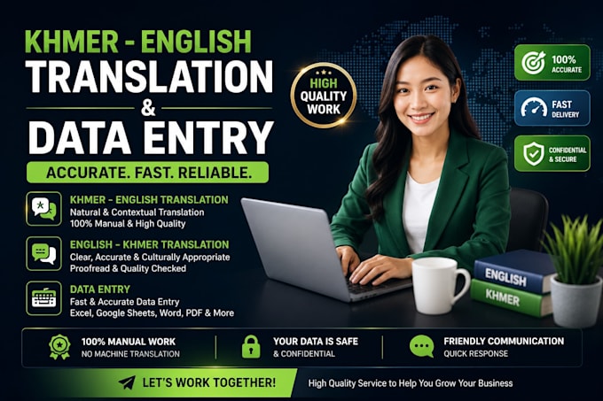 khmer english translation and accurate data entry