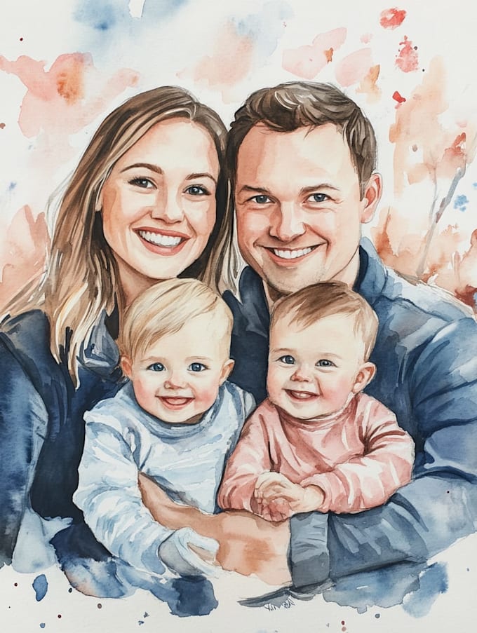 make watercolor family portrait