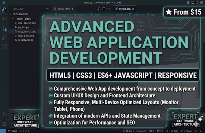 develop and design a web app with HTML, CSS and javascript