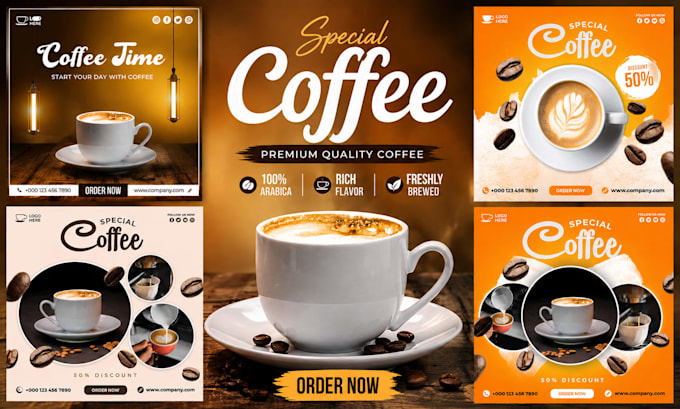 design aesthetic social media posts for coffee shops