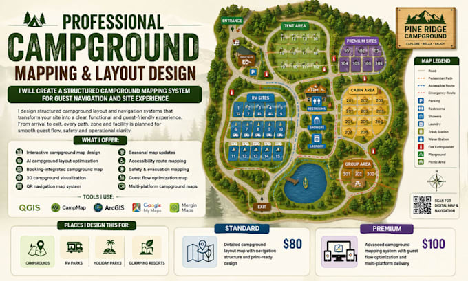 create a campground map for guest navigation and site experience