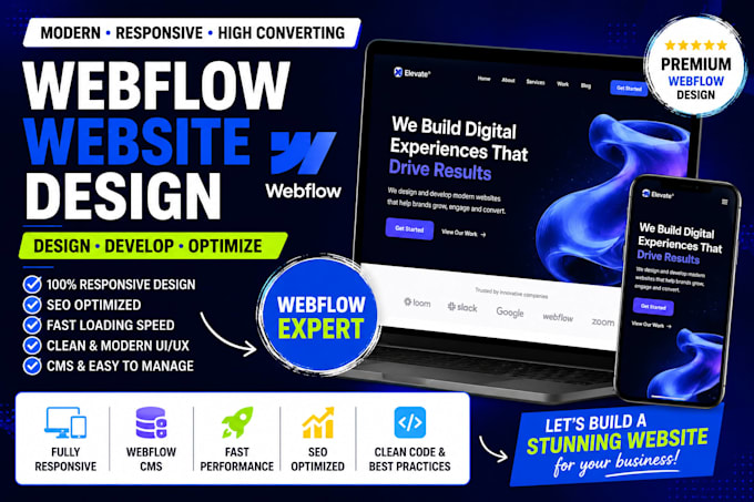 design build and develop a responsive webflow website webflow cms site