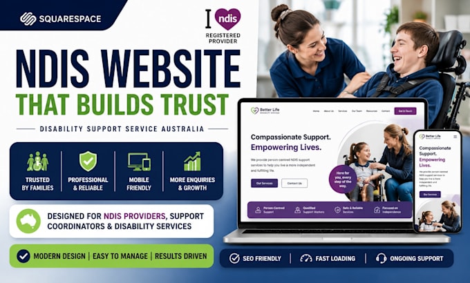 build squarespace ndis provider website disability support service australia