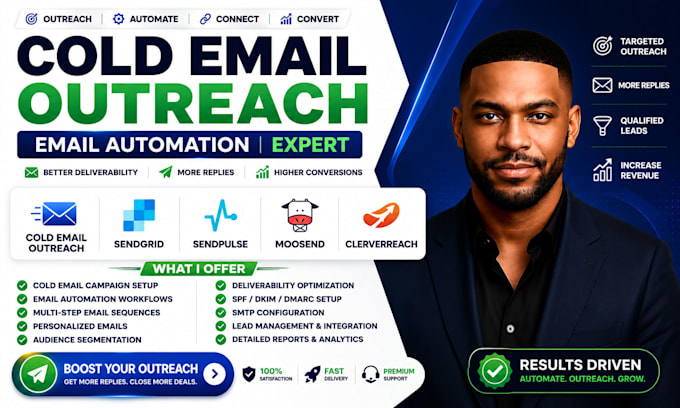 do cold email outreach sendgrid sendpulse moosend clerverreach email automation