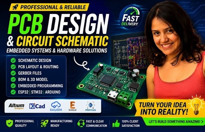 design pcb layout circuit schematic and embedded electronics projects
