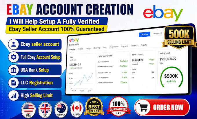 ebay account creation, complete ebay store setup with verification, ebay bank