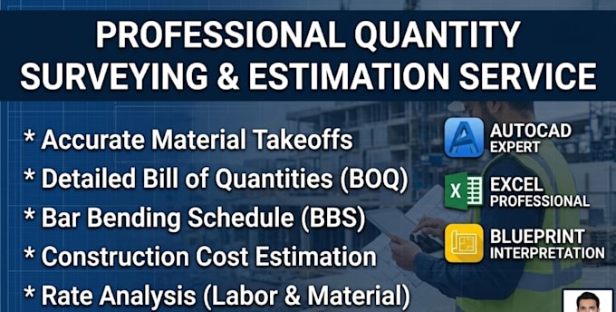 do quantity surveying, cost estimation and bbs for construction project