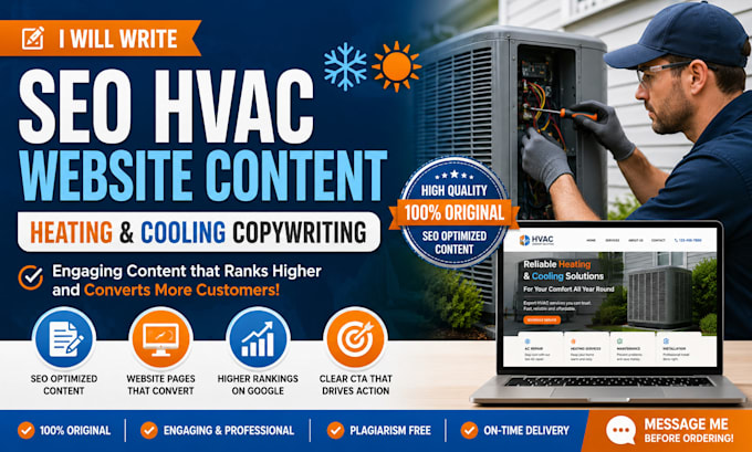write SEO hvac website content for heating and cooling companies