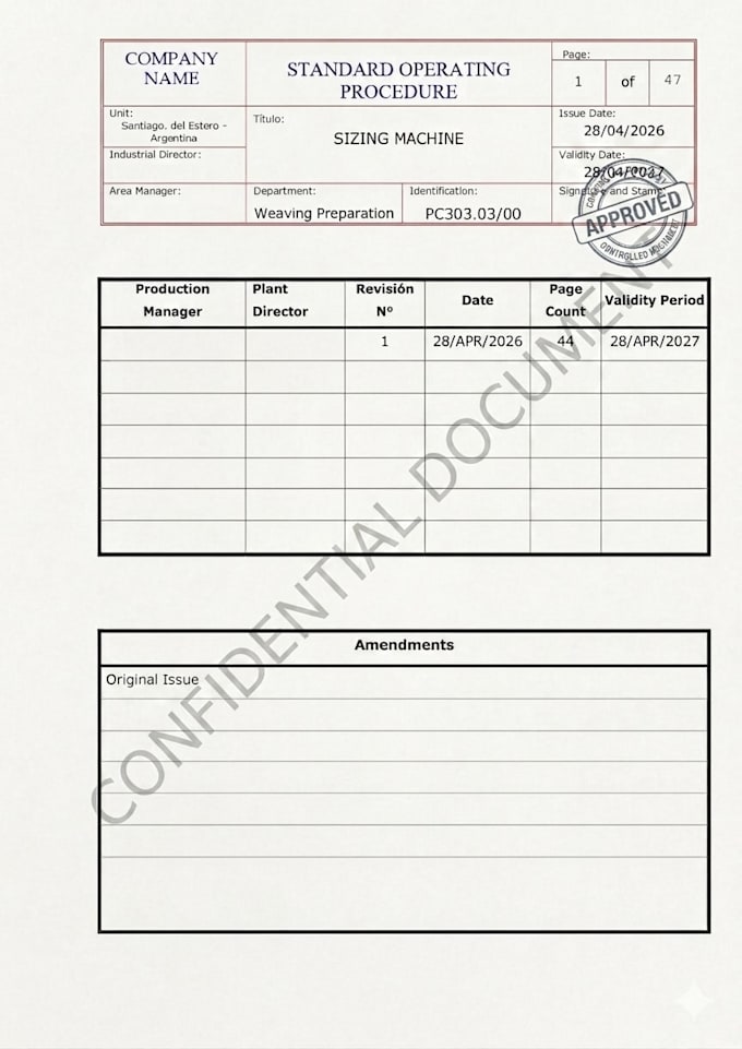 create professional industrial sops and operational manuals