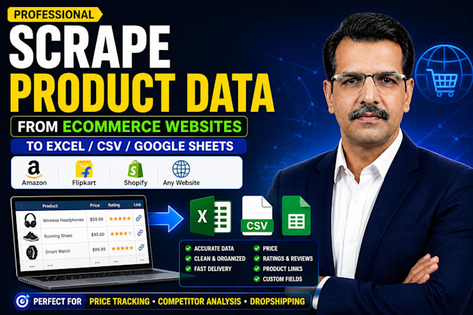 scrape ecommerce product data into CSV or excel