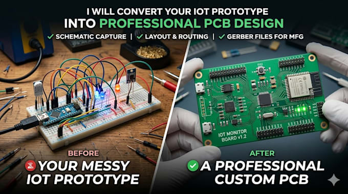 convert iot prototype into pcb design esp32 pcb, electronics