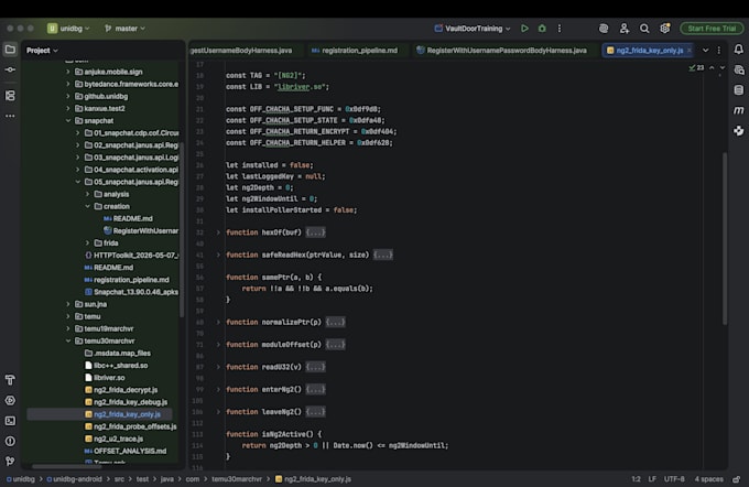 perform android apk reverse engineering and frida instrumentation