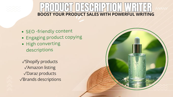 write shopify, amazon and brand descriptions