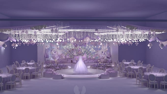 create 3d cgi wedding stage design, 3d wedding decoration design