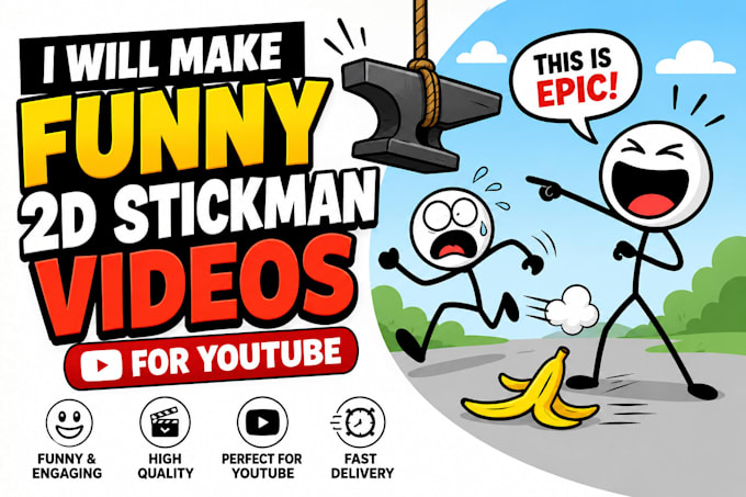 make funny 2d stickman  videos for youtube