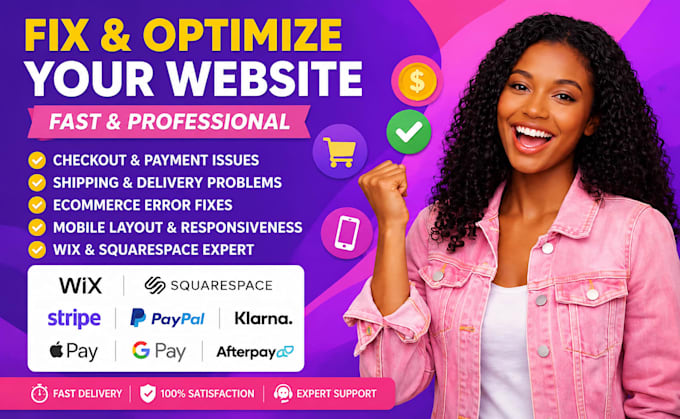 fix squarespace wix store checkout, shipping, ecommerce issues, mobile layout