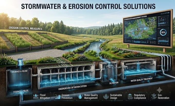 design stormwater management, erosion and sediment control plan, drainage design