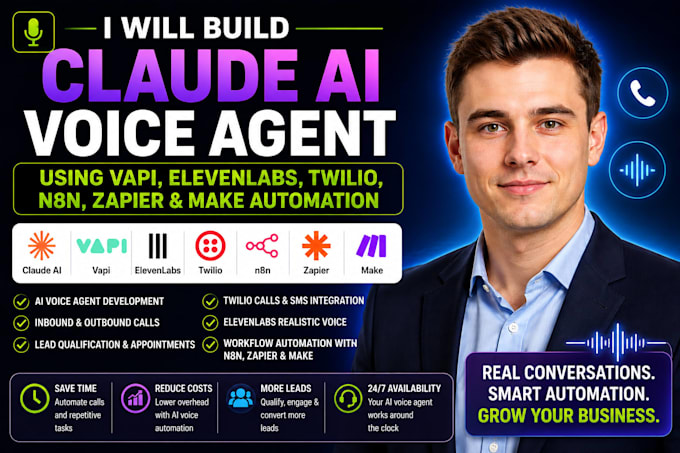 Build claude ai voice agent vapi elevenlabs twilio n8n zapier make ...