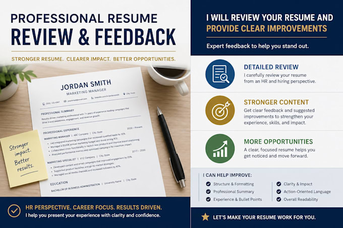 review your resume and provide clear improvement feedback