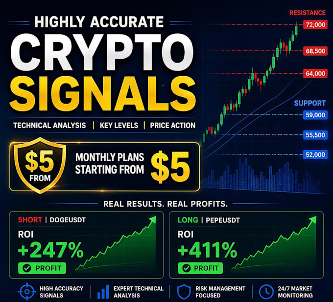 provide professional crypto technical analysis and 3 free sample setups
