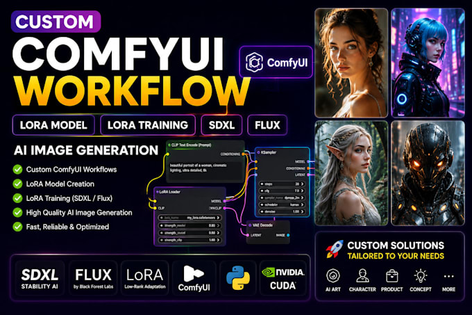 custom comfyui workflow lora model lora training sdxl flux ai image generation