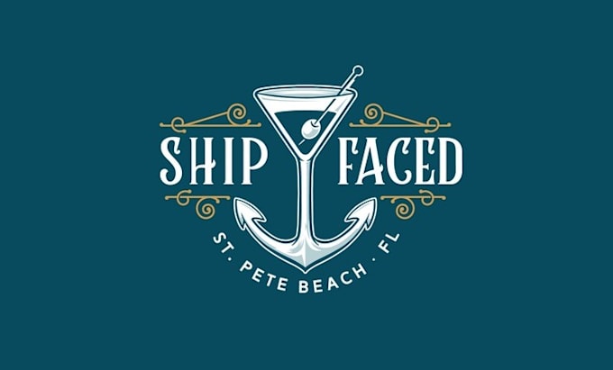 design boat fun beach bar drink logo