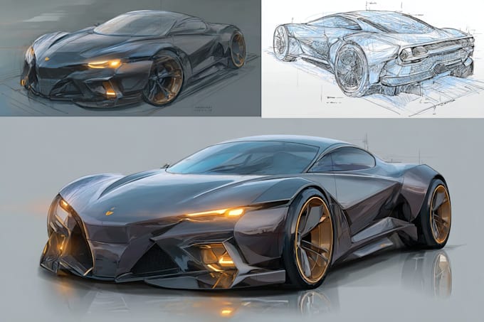 sketch and design concept car for your project