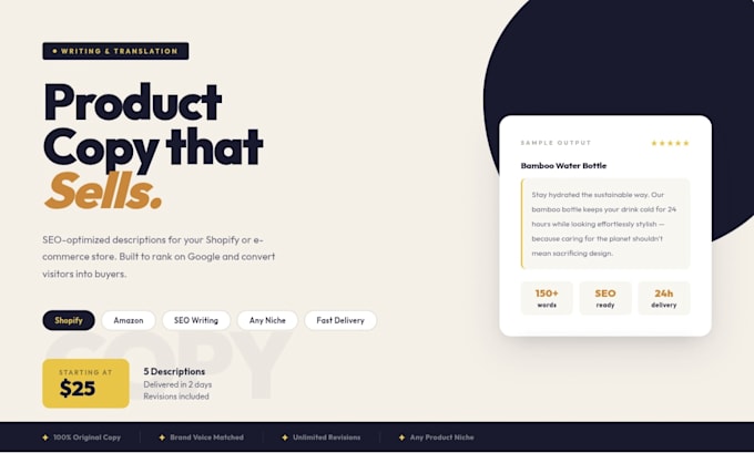 write SEO product descriptions for your shopify or e commerce store