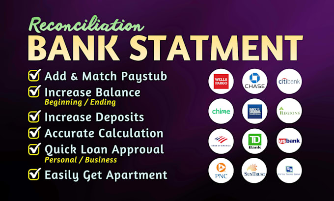reconcile bank statement PDF to editable format