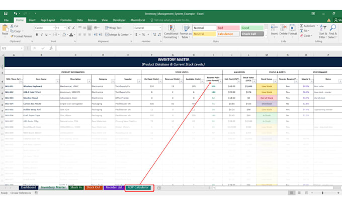 create order tracker, inventory management system, and forecast plan in excel