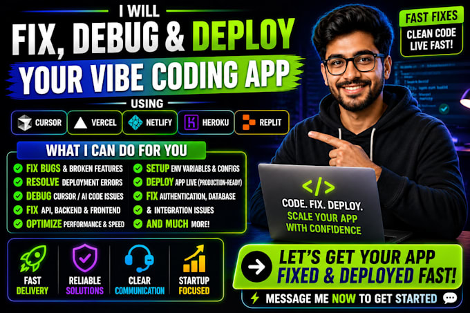 fix, debug, deploy your vibe coding app using cursor, vercel, netlify, replit