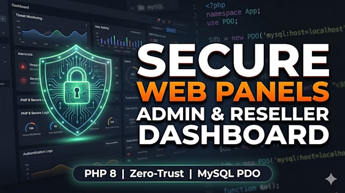 develop a highly secure, custom admin and reseller web panel in PHP 8