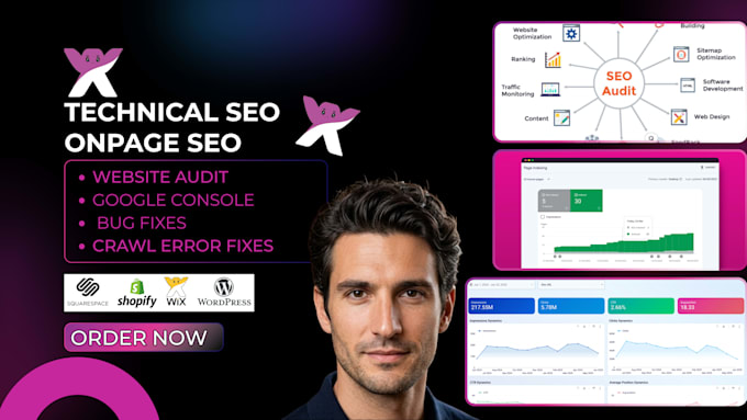 do technical and onpage SEO, website audit, google console indexing, bug fix