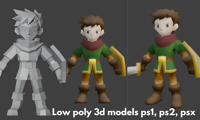 create ps1 ps2 n64 retro low poly 3d models and 3d animations
