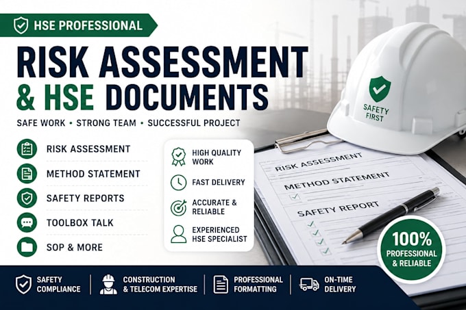 prepare professional risk assessment, method statement and hse documents