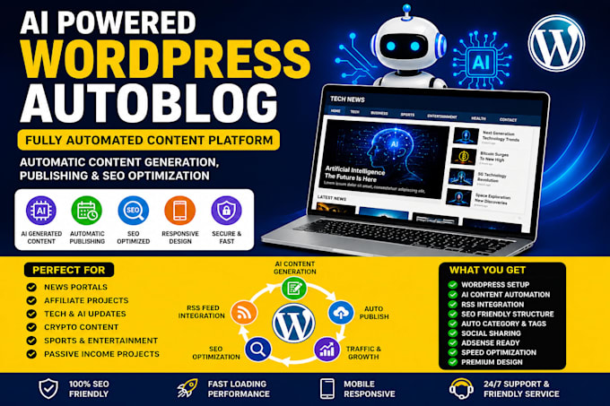 build ai auto blogging wordpress website with auto content posting
