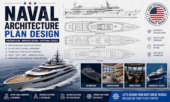 design professional naval architecture plans and 3d vessel layouts