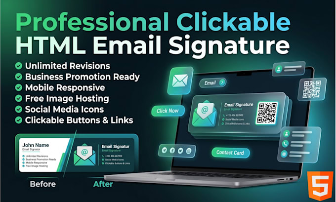 design professional clickable HTML email signature