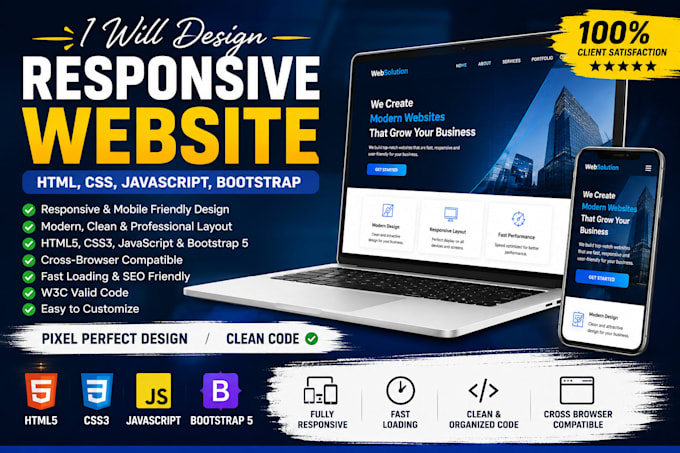 design responsive website and HTML CSS bootstrap web pages