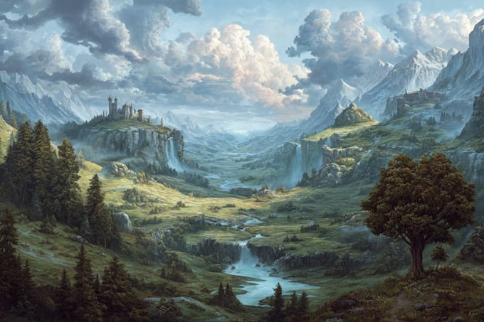 do fantasy landscape illustrations