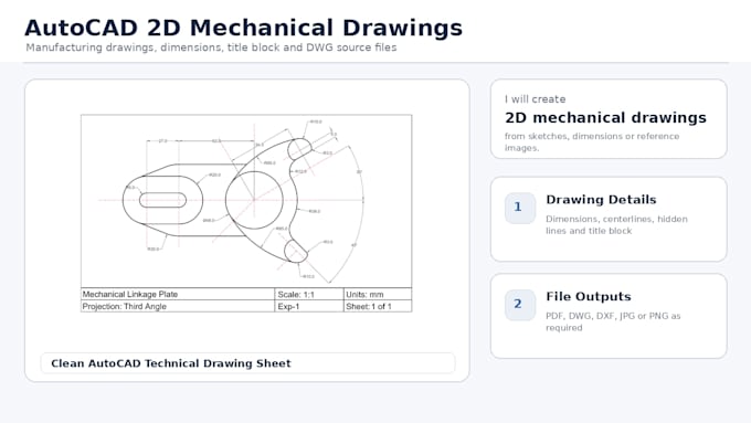 create professional 2d autocad mechanical drawings