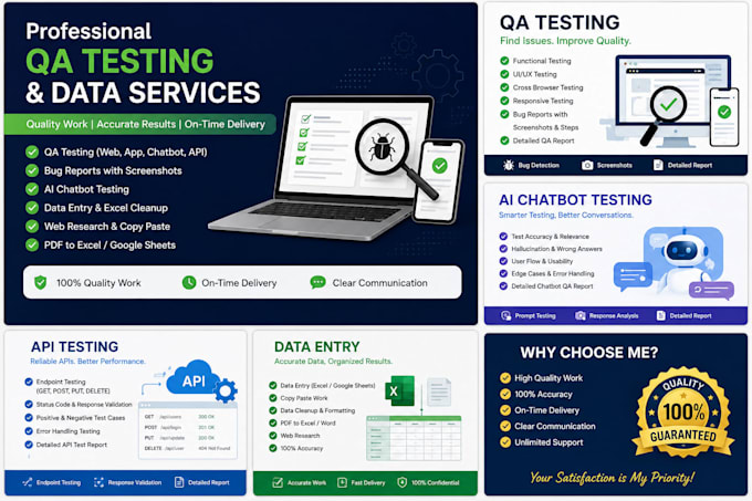 test websites, ai chatbots, apis and do data entry