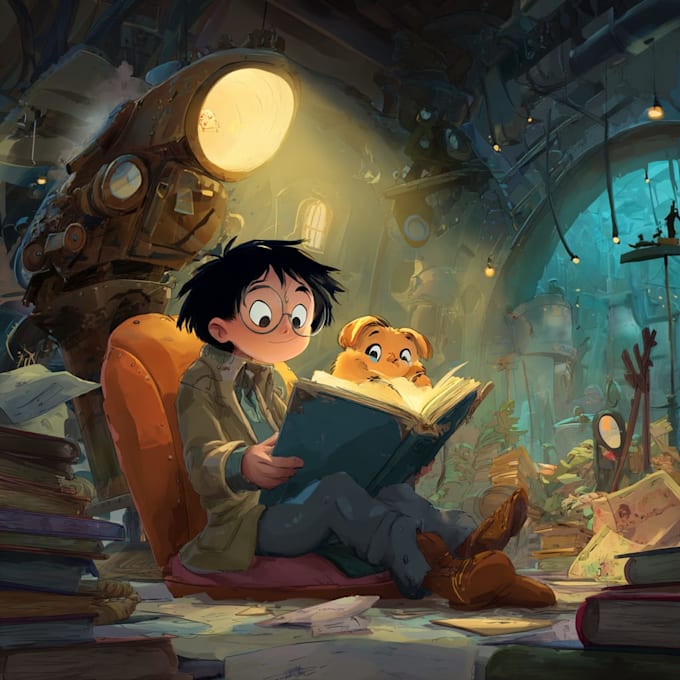 design a magical childrens book cover illustration