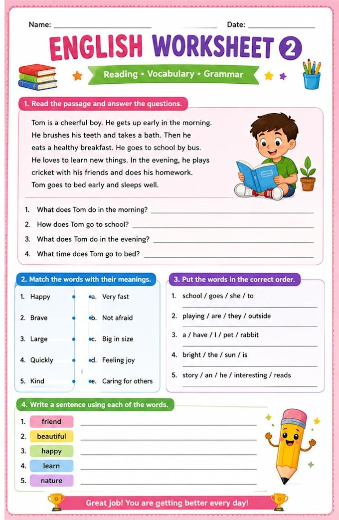 create custom english worksheets for kids and students
