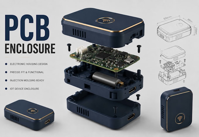 render 3d electronic enclosure design waterproof 3d pcb 3d smart device casing
